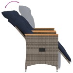 vidaXL Canapea extensibilă de grădină cu 2 locuri și masă, gri, poliratan vidaXL Canapea extensibilă de grădină cu 2 locuri și masă, gri, poliratan