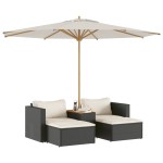vidaXL Set mobilier de grădină cu perne, 5 piese,poliratan/lemn acacia vidaXL Set mobilier de grădină cu perne, 5 piese,poliratan/lemn acacia