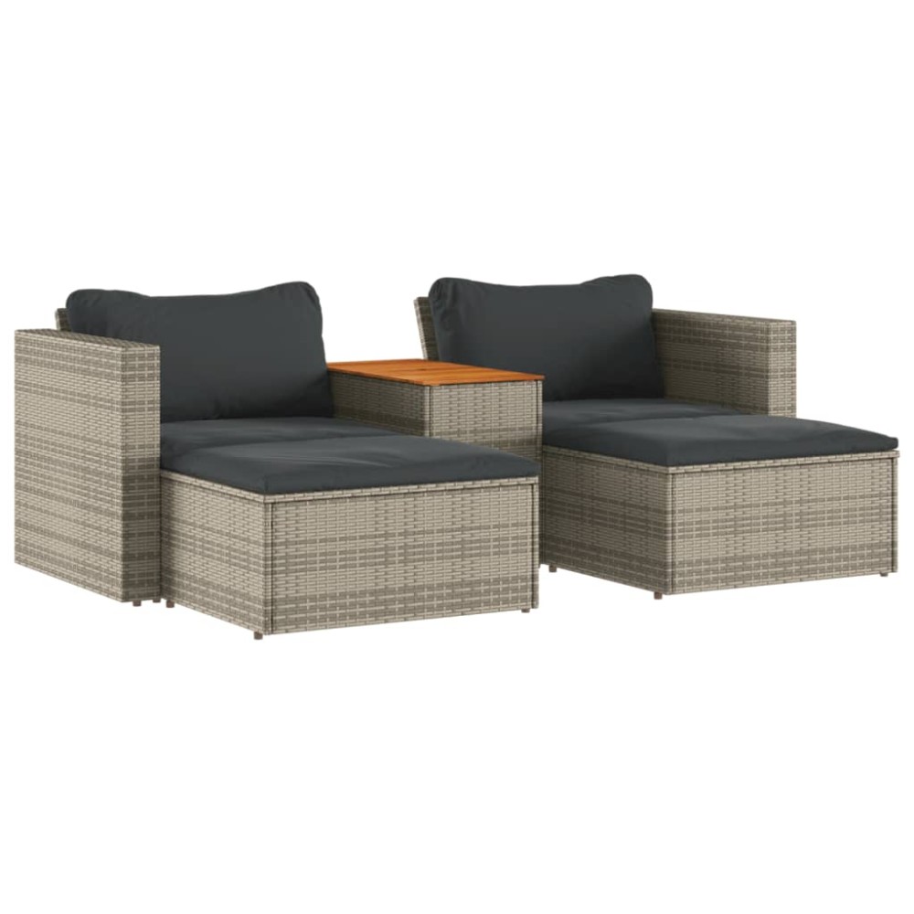vidaXL Set canapea de grădină cu perne, 5 piese, poliratan/lemn acacia