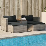 vidaXL Set canapea de grădină cu perne, 5 piese, poliratan/lemn acacia vidaXL Set canapea de grădină cu perne, 5 piese, poliratan/lemn acacia
