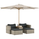 vidaXL Set canapea de grădină cu perne, 5 piese, poliratan/lemn acacia vidaXL Set canapea de grădină cu perne, 5 piese, poliratan/lemn acacia