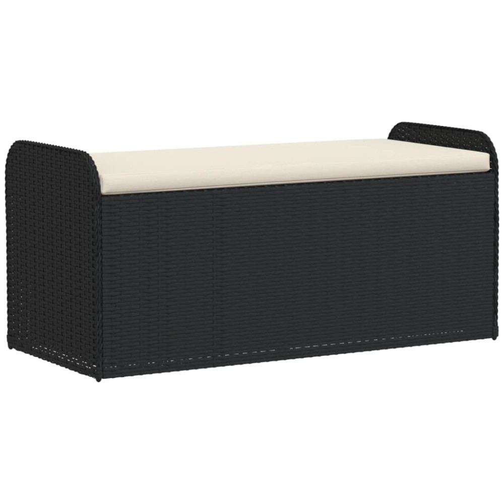 vidaXL Bancă de depozitare cu pernă, negru, 115x51x52 cm, poliratan