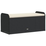 vidaXL Bancă de depozitare cu pernă, negru, 115x51x52 cm, poliratan vidaXL Bancă de depozitare cu pernă, negru, 115x51x52 cm, poliratan