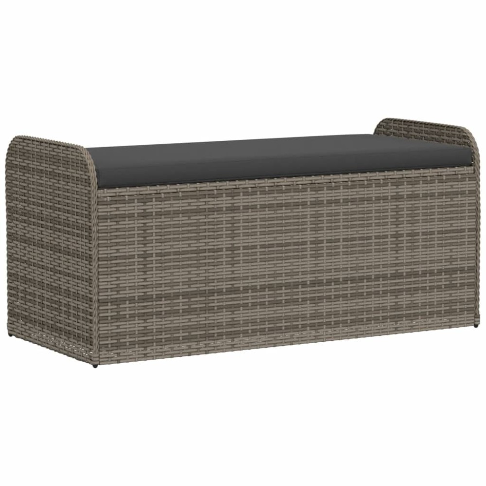 vidaXL Bancă de depozitare cu pernă, gri, 115x51x52 cm, poliratan