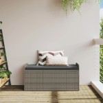 vidaXL Bancă de depozitare cu pernă, gri, 115x51x52 cm, poliratan vidaXL Bancă de depozitare cu pernă, gri, 115x51x52 cm, poliratan