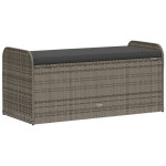 vidaXL Bancă de depozitare cu pernă, gri, 115x51x52 cm, poliratan vidaXL Bancă de depozitare cu pernă, gri, 115x51x52 cm, poliratan