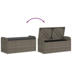 vidaXL Bancă de depozitare cu pernă, gri, 115x51x52 cm, poliratan vidaXL Bancă de depozitare cu pernă, gri, 115x51x52 cm, poliratan