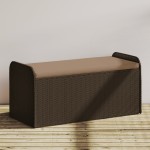 vidaXL Bancă de depozitare cu pernă, maro, 115x51x52 cm, poliratan vidaXL Bancă de depozitare cu pernă, maro, 115x51x52 cm, poliratan