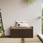 vidaXL Bancă de depozitare cu pernă, maro, 115x51x52 cm, poliratan vidaXL Bancă de depozitare cu pernă, maro, 115x51x52 cm, poliratan
