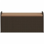 vidaXL Bancă de depozitare cu pernă, maro, 115x51x52 cm, poliratan vidaXL Bancă de depozitare cu pernă, maro, 115x51x52 cm, poliratan