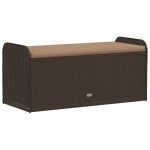 vidaXL Bancă de depozitare cu pernă, maro, 115x51x52 cm, poliratan vidaXL Bancă de depozitare cu pernă, maro, 115x51x52 cm, poliratan