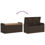 vidaXL Bancă de depozitare cu pernă, maro, 115x51x52 cm, poliratan vidaXL Bancă de depozitare cu pernă, maro, 115x51x52 cm, poliratan