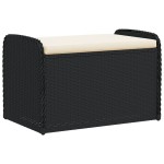 vidaXL Bancă de depozitare cu pernă, negru, 80x51x52 cm, poliratan vidaXL Bancă de depozitare cu pernă, negru, 80x51x52 cm, poliratan