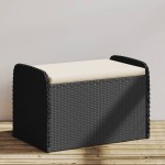 vidaXL Bancă de depozitare cu pernă, negru, 80x51x52 cm, poliratan vidaXL Bancă de depozitare cu pernă, negru, 80x51x52 cm, poliratan