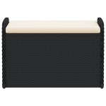 vidaXL Bancă de depozitare cu pernă, negru, 80x51x52 cm, poliratan vidaXL Bancă de depozitare cu pernă, negru, 80x51x52 cm, poliratan