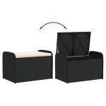 vidaXL Bancă de depozitare cu pernă, negru, 80x51x52 cm, poliratan vidaXL Bancă de depozitare cu pernă, negru, 80x51x52 cm, poliratan