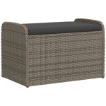 vidaXL Bancă de depozitare cu pernă, gri, 80x51x52 cm, poliratan vidaXL Bancă de depozitare cu pernă, gri, 80x51x52 cm, poliratan