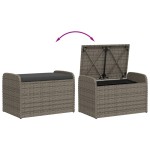 vidaXL Bancă de depozitare cu pernă, gri, 80x51x52 cm, poliratan vidaXL Bancă de depozitare cu pernă, gri, 80x51x52 cm, poliratan