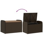 vidaXL Bancă de depozitare cu pernă, maro, 80x51x52 cm, poliratan vidaXL Bancă de depozitare cu pernă, maro, 80x51x52 cm, poliratan
