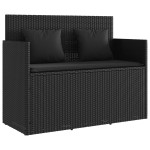 vidaXL Bancă de grădină cu perne, negru, poliratan