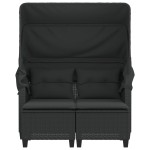 vidaXL Canapea de grădină cu baldachin și scaune, negru, poliratan