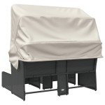 vidaXL Canapea de grădină cu baldachin și scaune, negru, poliratan