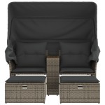 vidaXL Canapea de grădină cu baldachin și scaune, gri, poliratan