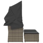 vidaXL Canapea de grădină cu baldachin și scaune, gri, poliratan