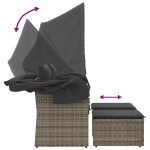 vidaXL Canapea de grădină cu baldachin și scaune, gri, poliratan