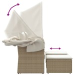 vidaXL Canapea de grădină cu baldachin și scaune, bej, poliratan