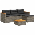 vidaXL Set canapea de grădină cu perne, 3 piese, gri, poliratan