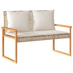 vidaXL Set mobilier de grădină, 4 piese, cu perne, mix bej, poliratan