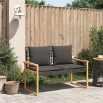 vidaXL Bancă de grădină cu pernă, negru, poliratan/lemn acacia vidaXL Bancă de grădină cu pernă, negru, poliratan/lemn acacia