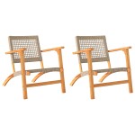 vidaXL Scaune de grădină, 2 buc., bej, poliratan și lemn de acacia