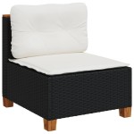 vidaXL Canapea de grădină fără cotiere, cu perne, negru, poliratan vidaXL Canapea de grădină fără cotiere, cu perne, negru, poliratan