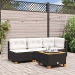 vidaXL Canapea de grădină fără cotiere, cu perne, negru, poliratan vidaXL Canapea de grădină fără cotiere, cu perne, negru, poliratan