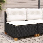 vidaXL Canapea de grădină fără cotiere, cu perne, negru, poliratan vidaXL Canapea de grădină fără cotiere, cu perne, negru, poliratan