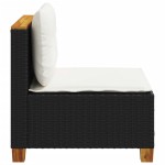 vidaXL Canapea de grădină fără cotiere, cu perne, negru, poliratan vidaXL Canapea de grădină fără cotiere, cu perne, negru, poliratan