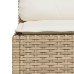 vidaXL Canapea de grădină fără cotiere, cu perne, bej, poliratan vidaXL Canapea de grădină fără cotiere, cu perne, bej, poliratan