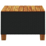 vidaXL Masă de grădină, negru, 55x55x36 cm, poliratan și lemn acacia