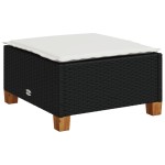vidaXL Taburet de grădină cu pernă, negru, 63,5x56x32 cm, poliratan