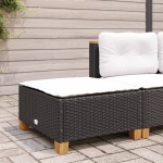 vidaXL Taburet de grădină cu pernă, negru, 63,5x56x32 cm, poliratan