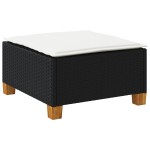 vidaXL Taburet de grădină cu pernă, negru, 63,5x56x32 cm, poliratan