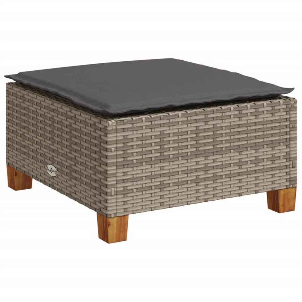 vidaXL Taburet de grădină cu pernă, gri, 63,5x56x32 cm, poliratan