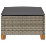 vidaXL Taburet de grădină cu pernă, gri, 63,5x56x32 cm, poliratan vidaXL Taburet de grădină cu pernă, gri, 63,5x56x32 cm, poliratan