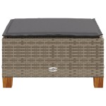 vidaXL Taburet de grădină cu pernă, gri, 63,5x56x32 cm, poliratan vidaXL Taburet de grădină cu pernă, gri, 63,5x56x32 cm, poliratan