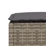 vidaXL Taburet de grădină cu pernă, gri, 63,5x56x32 cm, poliratan vidaXL Taburet de grădină cu pernă, gri, 63,5x56x32 cm, poliratan
