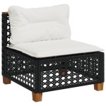 vidaXL Canapea de grădină fără cotiere, cu perne, negru, poliratan vidaXL Canapea de grădină fără cotiere, cu perne, negru, poliratan