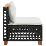 vidaXL Canapea de grădină fără cotiere, cu perne, negru, poliratan vidaXL Canapea de grădină fără cotiere, cu perne, negru, poliratan