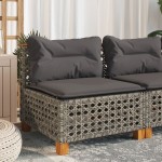 vidaXL Canapea de grădină fără cotiere, cu perne, gri, poliratan vidaXL Canapea de grădină fără cotiere, cu perne, gri, poliratan